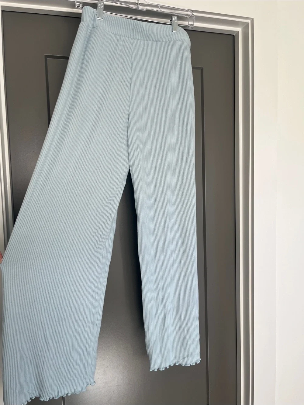 Ocean Drive Light Blue Ribbed Knit Pants - Picture 3 of 4
